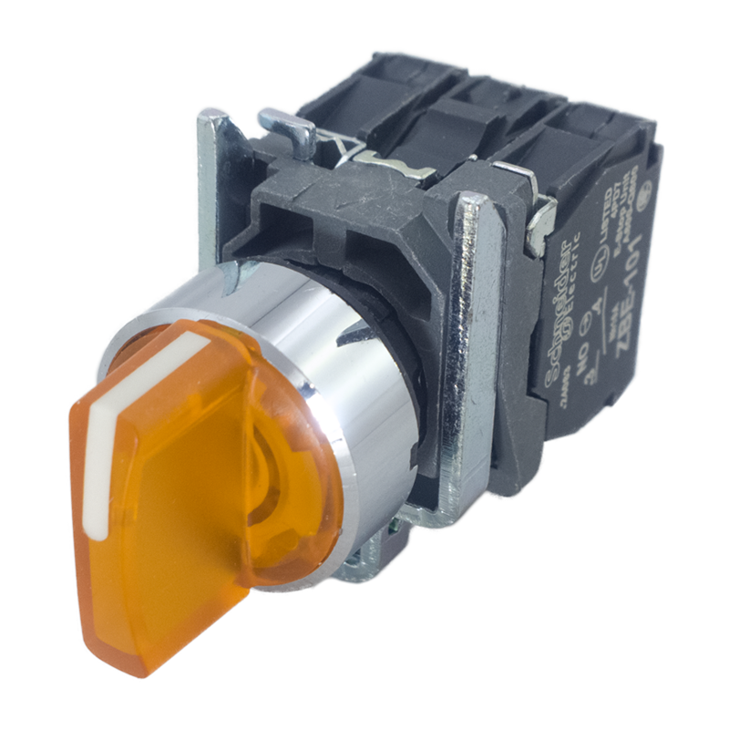 کلید فرمان دوطرفه سلکتوری چراغدار زرد هارمونی طرح اشنایدر XB4-BK135B5